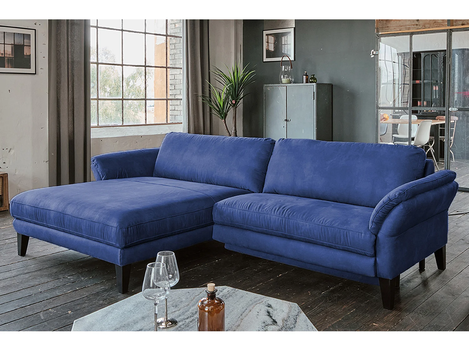 Canapé - Bleu tissu tissé - MALTA