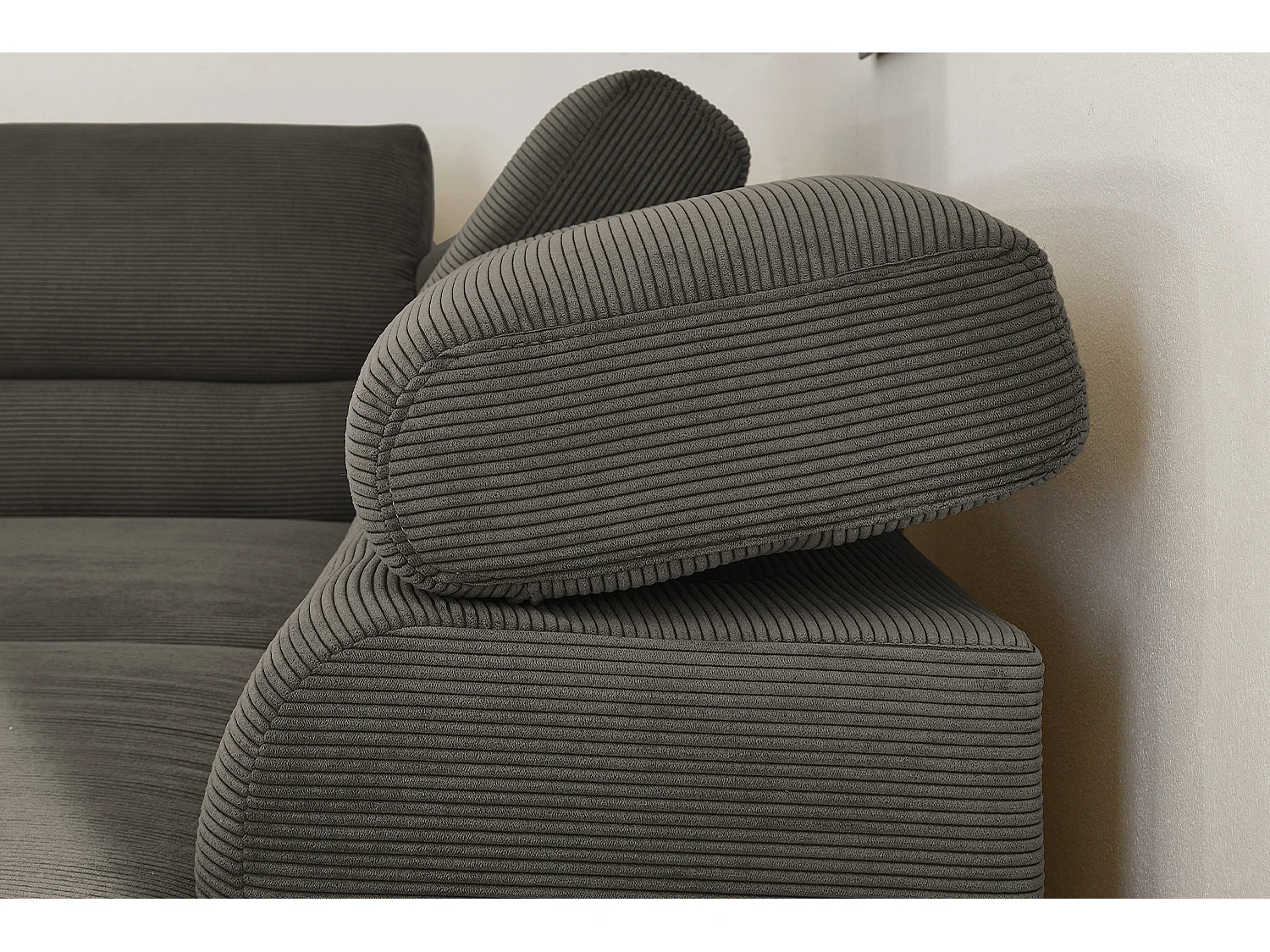 Canapé - anthracite Velours côtelé - DELIA