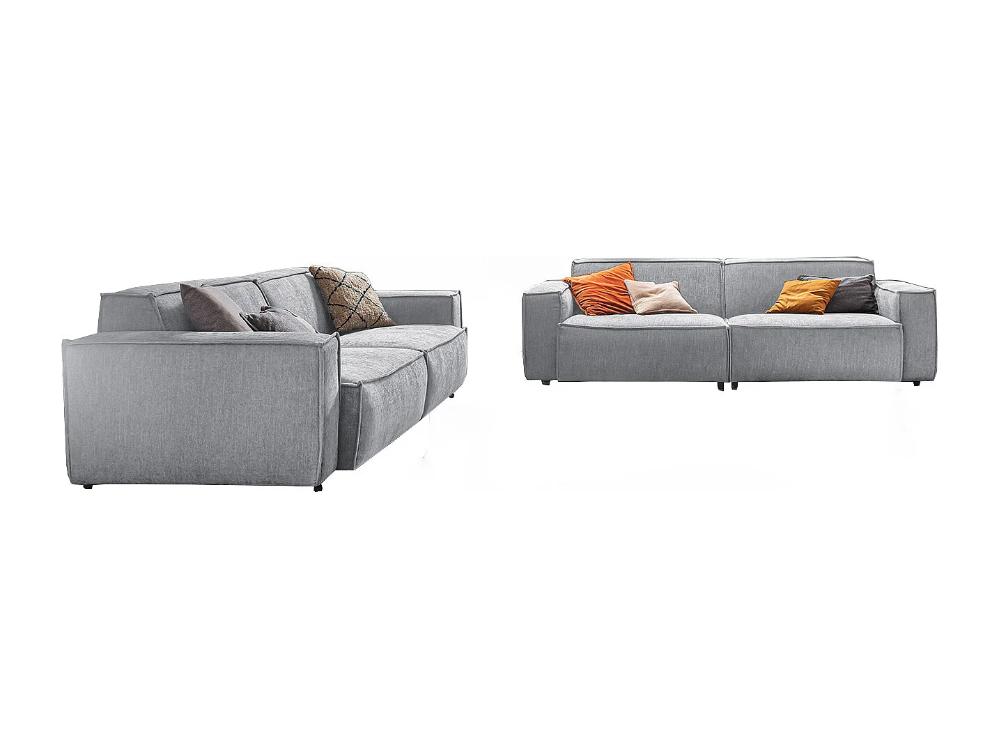 Canapé Set - gris clair tissu tissé - SAMU