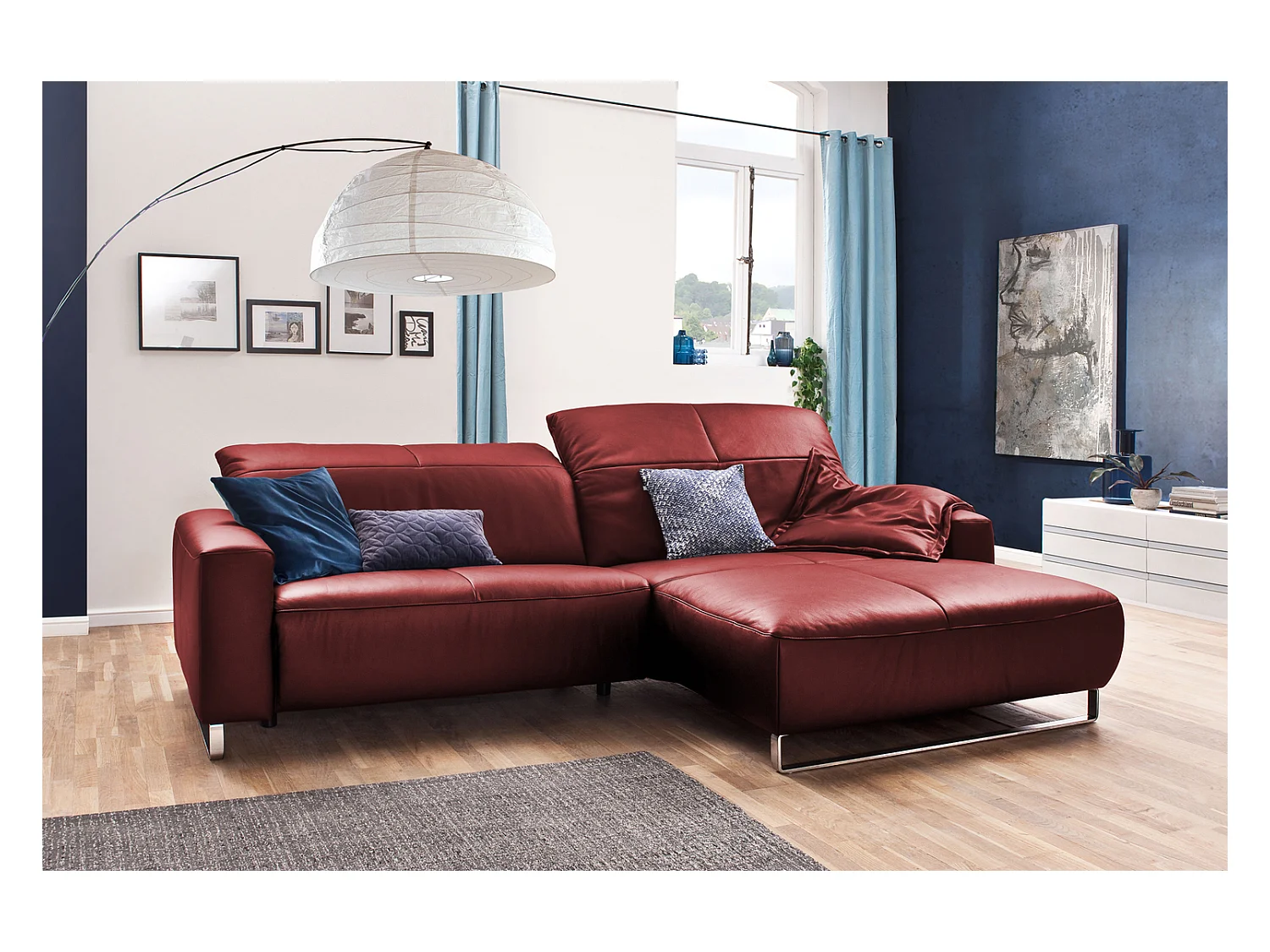 Ecksofa - Rot Leder - YORK