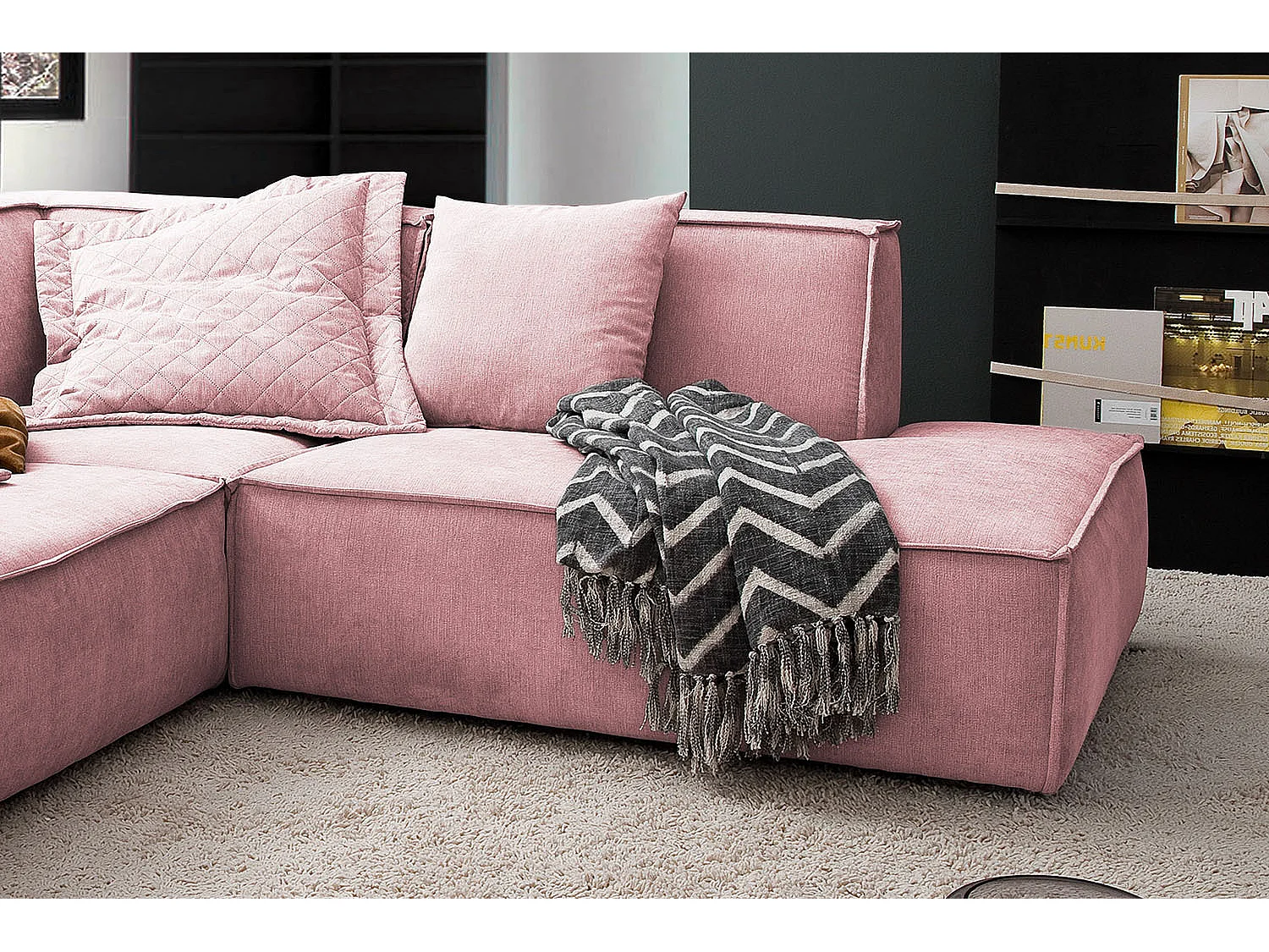 Hoekbank - Roze Geweven stof - SAMU
