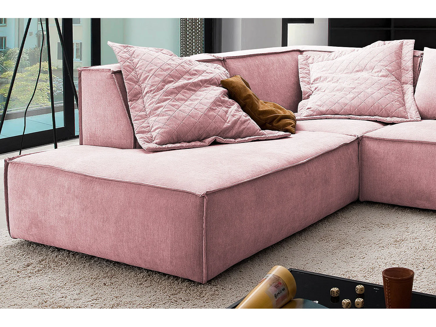 Hoekbank - Roze Geweven stof - SAMU