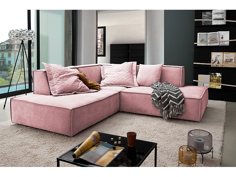 Ecksofa - Pink Webstoff - SAMU