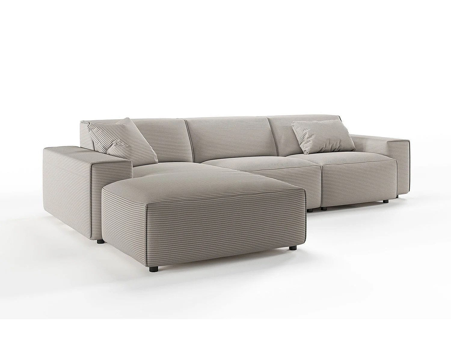 Ecksofa - Steingrau Cord - RANI