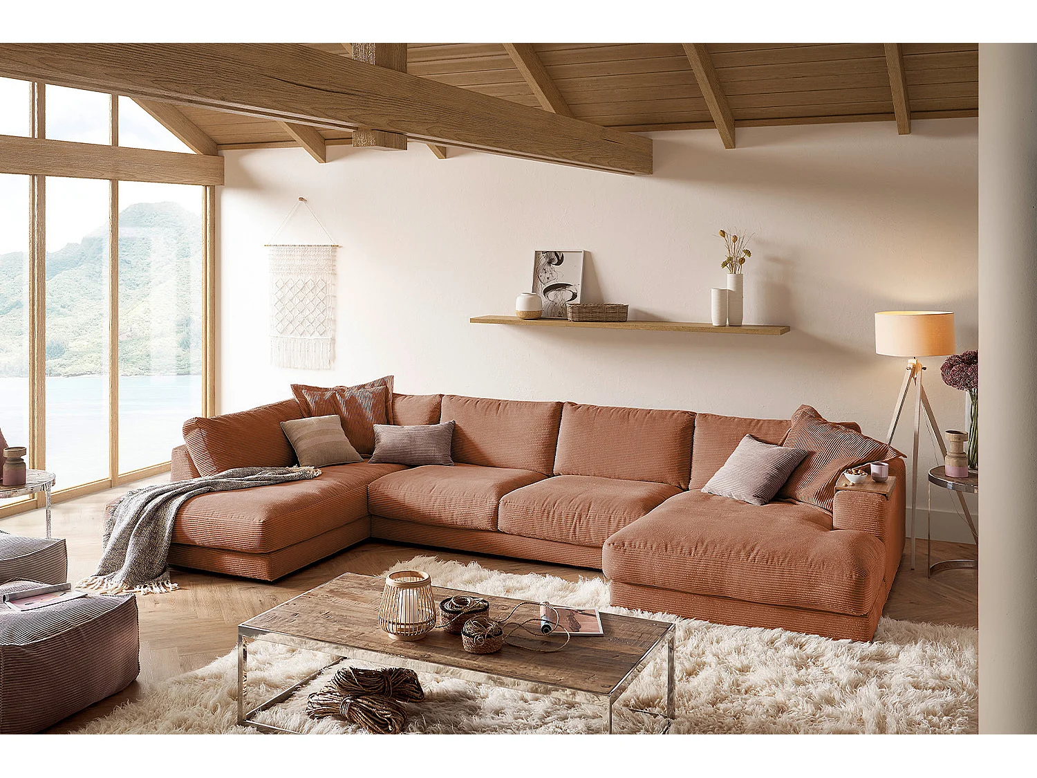 Canapé - marron Velours côtelé - MADELINE