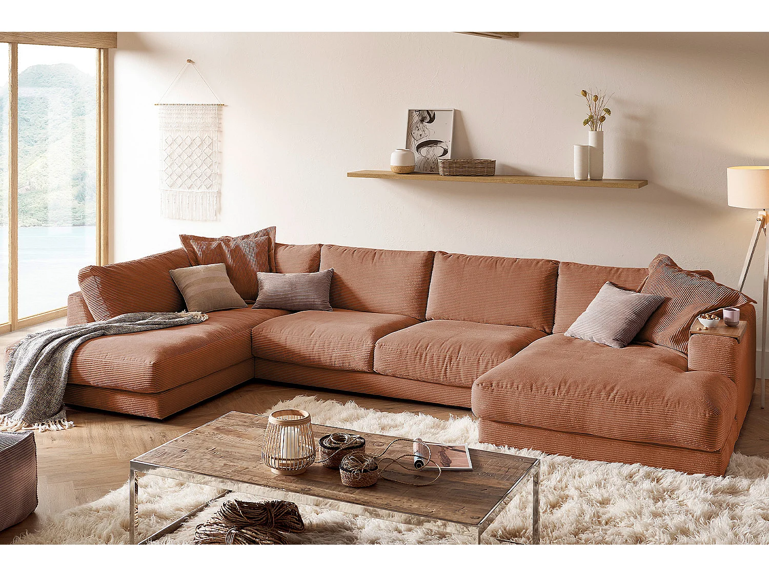 Canapé - marron Velours côtelé - MADELINE