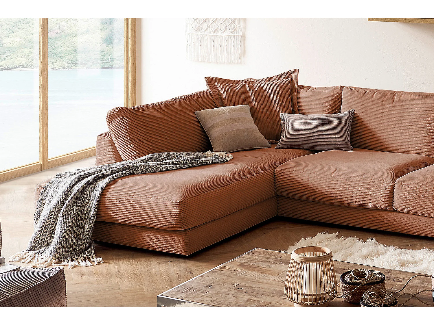 Canapé - marron Velours côtelé - MADELINE