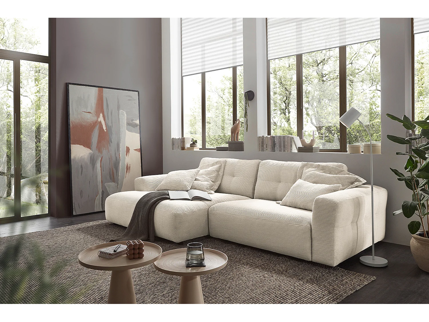 Ecksofa - Cremeweiß Cord - MIKA