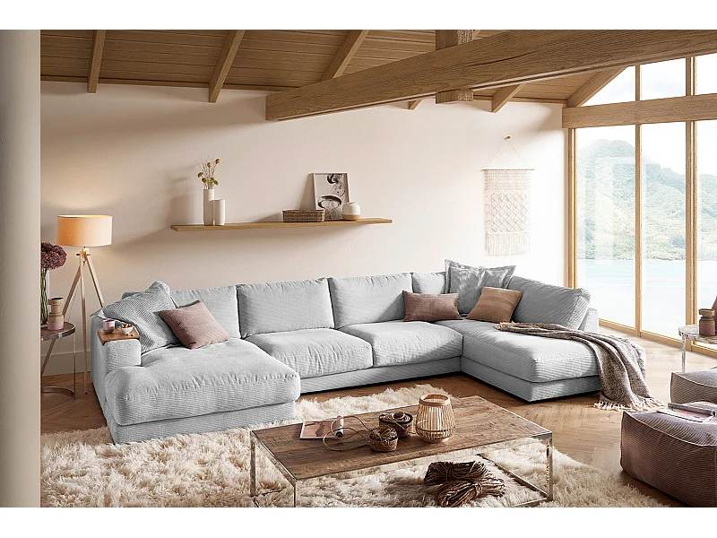 Divano - grigio chiaro Velluto a coste - MADELINE