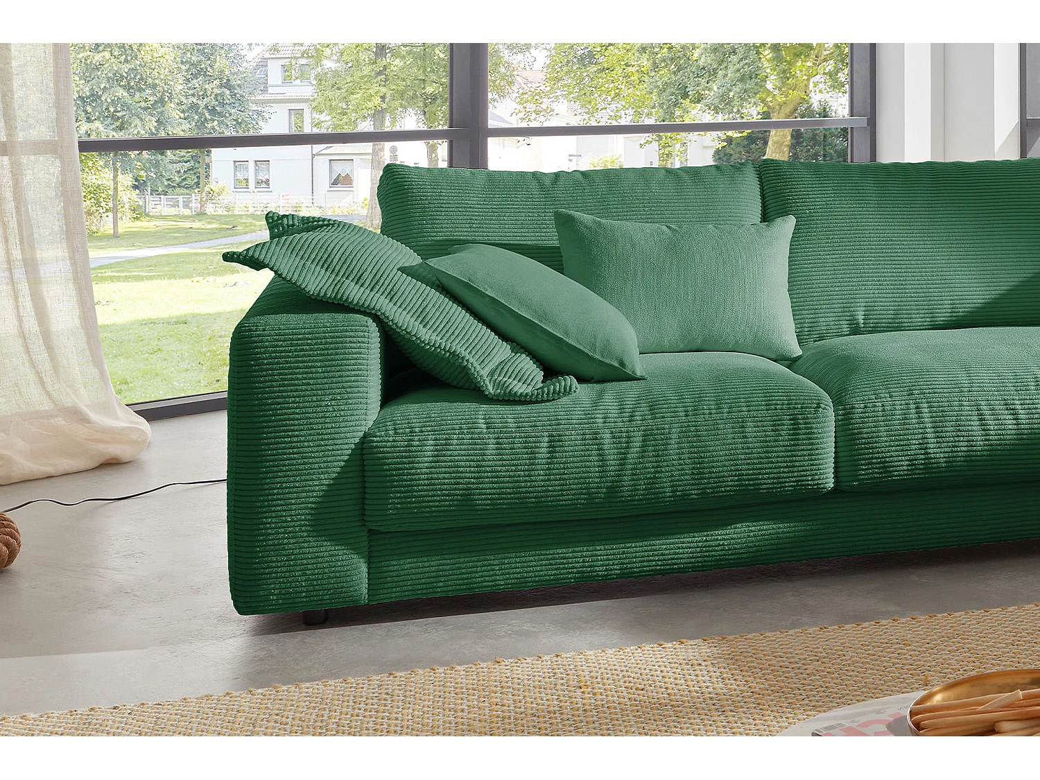 Ecksofa - Smaragdgrün Cord - MADELINE