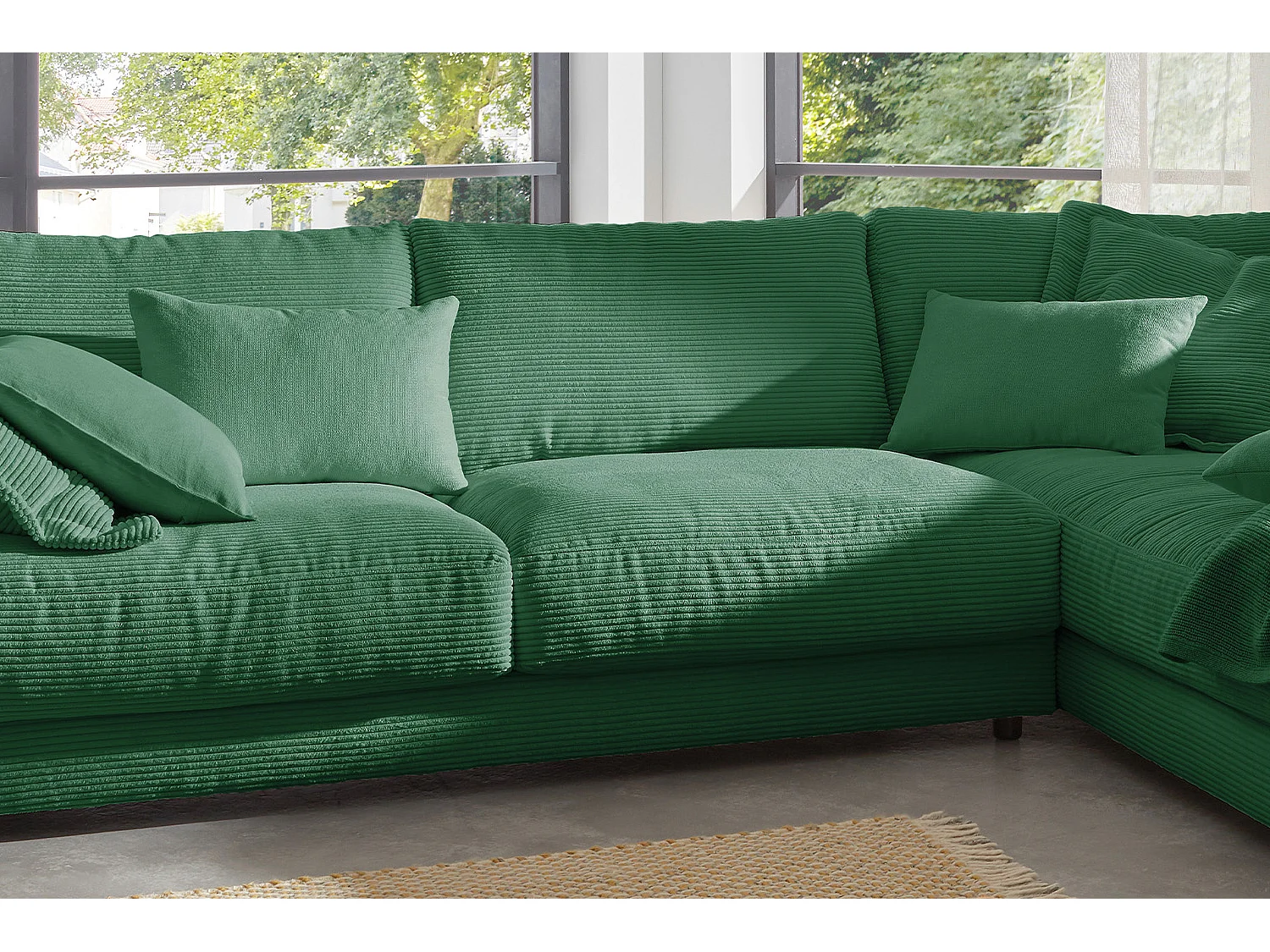 Ecksofa - Smaragdgrün Cord - MADELINE