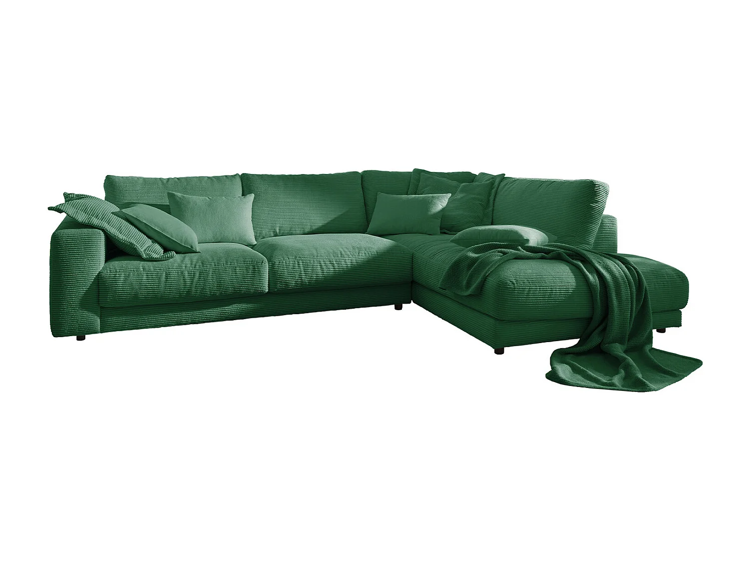 Ecksofa - Smaragdgrün Cord - MADELINE