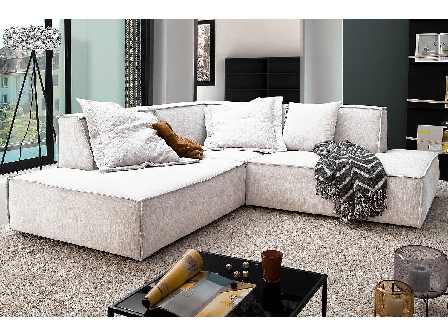 Sofá - beige tela tejida - SAMU