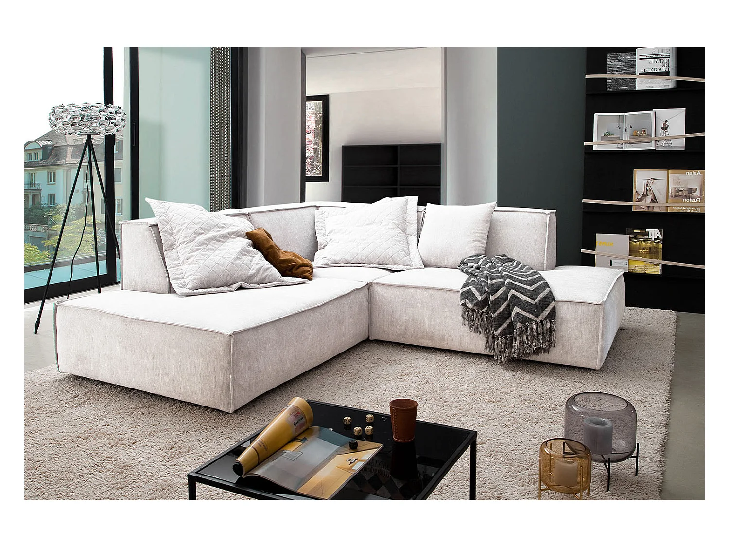 Divano - beige tessuto intrecciato - SAMU