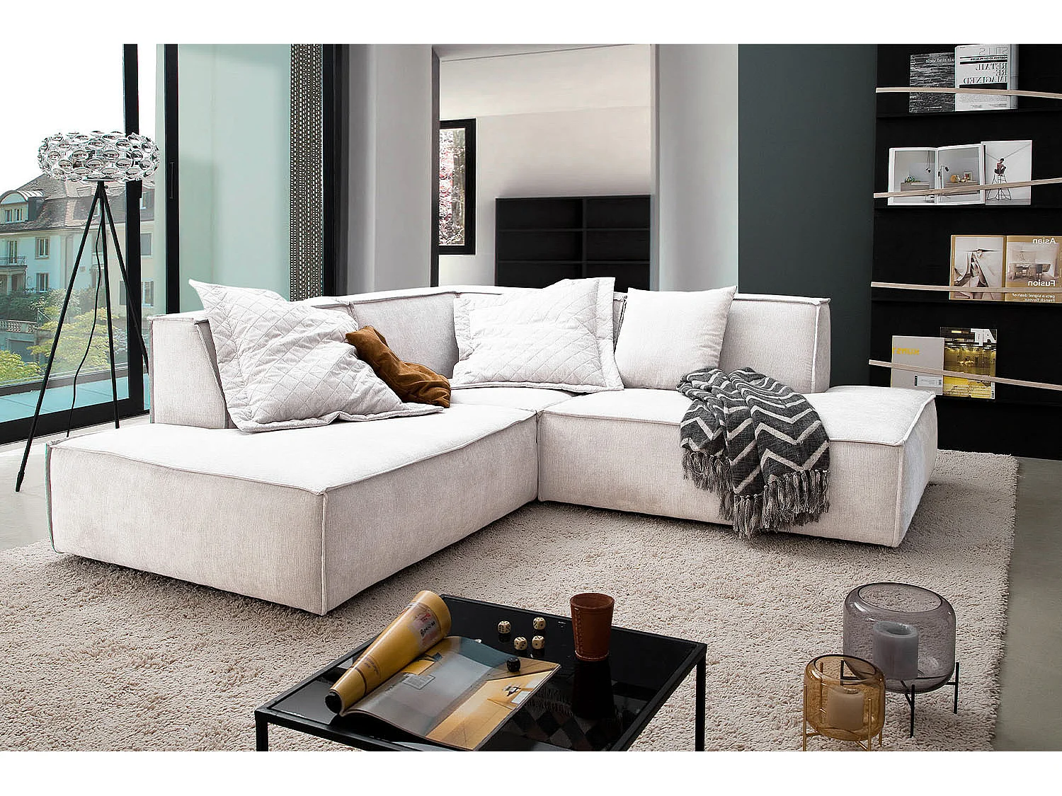 Canapé - beige tissu tissé - SAMU