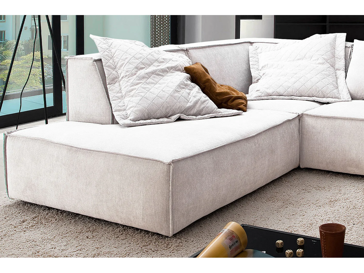 Canapé - beige tissu tissé - SAMU