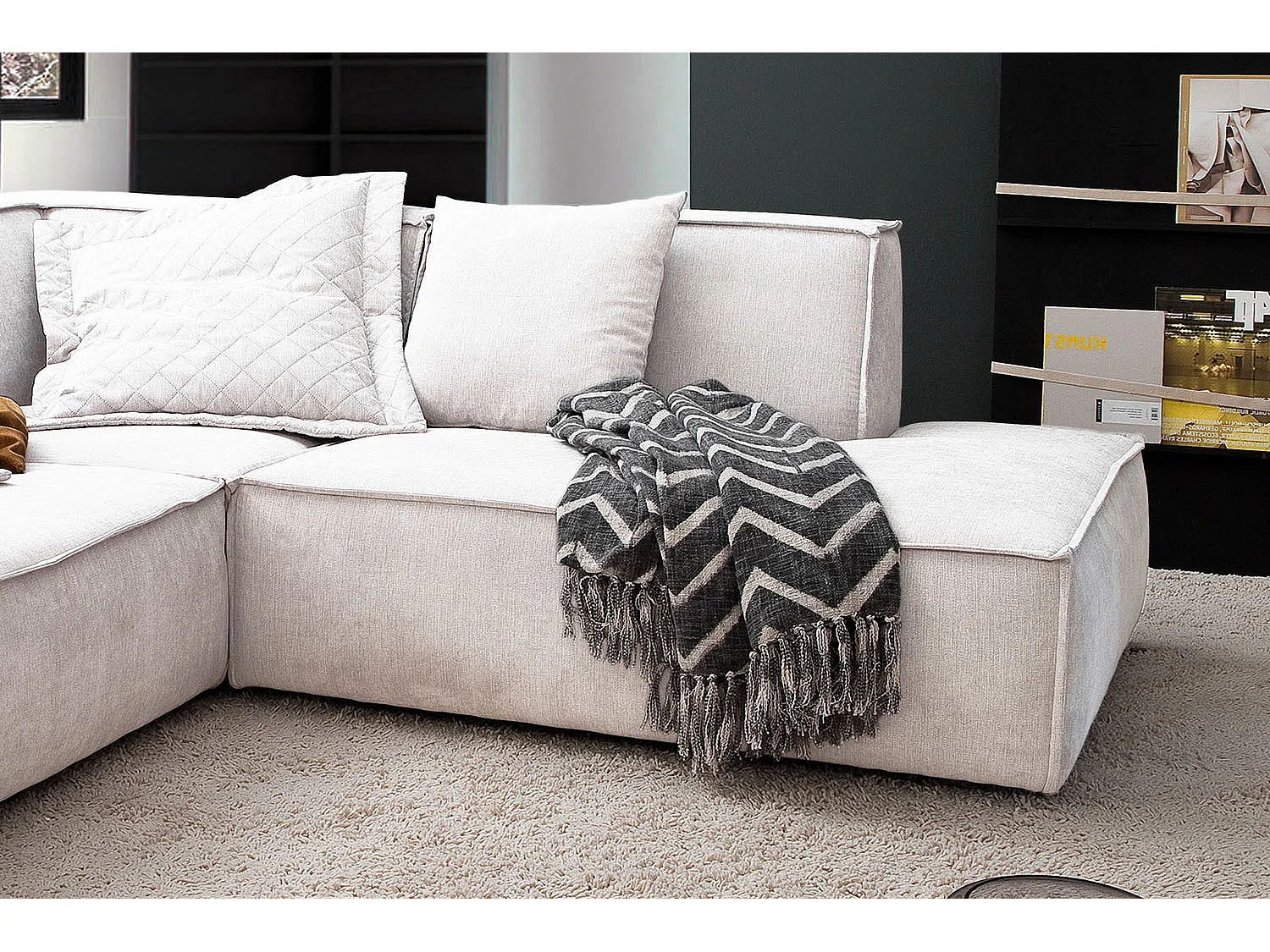 Canapé - beige tissu tissé - SAMU