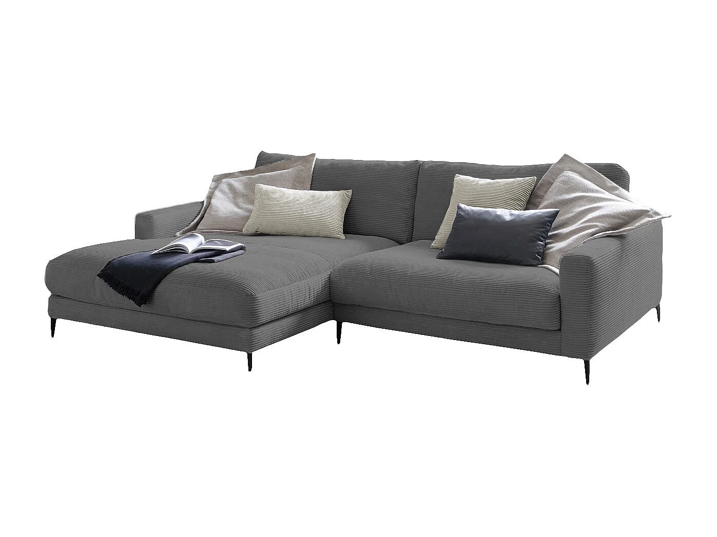 Ecksofa - Grau Cord - CARA