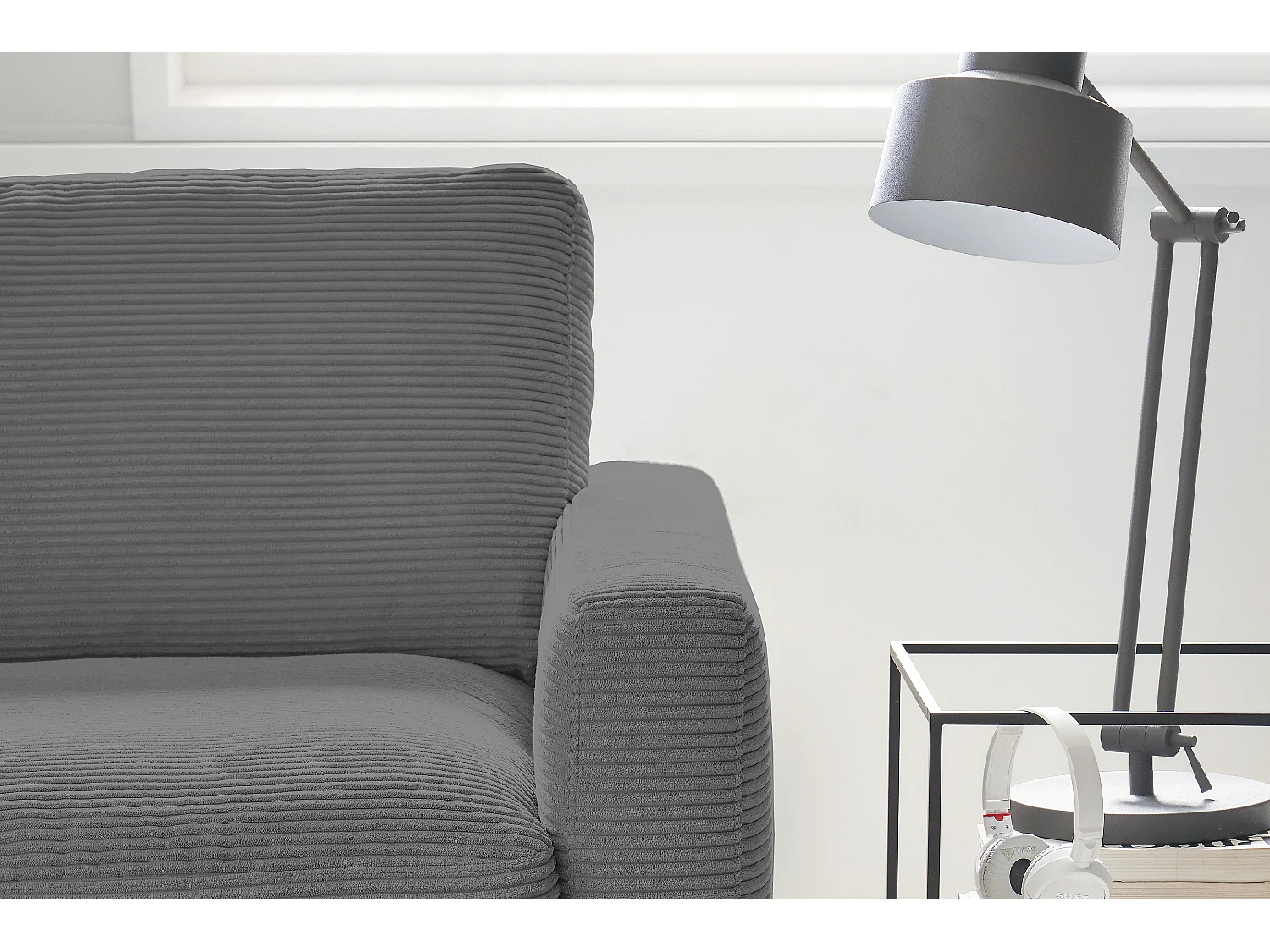Ecksofa - Grau Cord - CARA