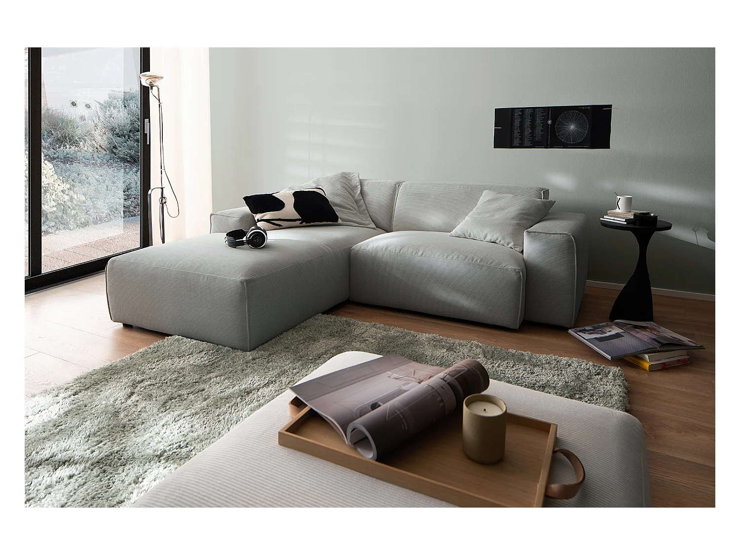 Ecksofa - Grau Cord - RANI