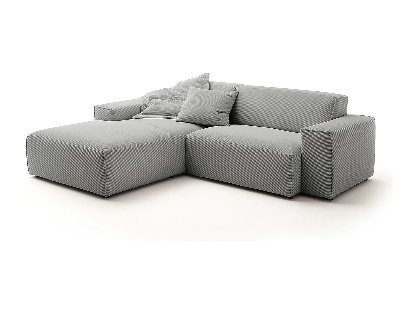 Ecksofa - Grau Cord - RANI