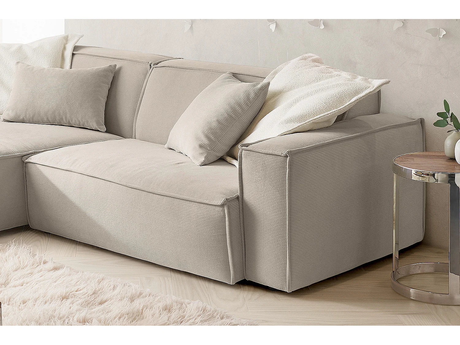 Ecksofa - Beige Cord - SAMU