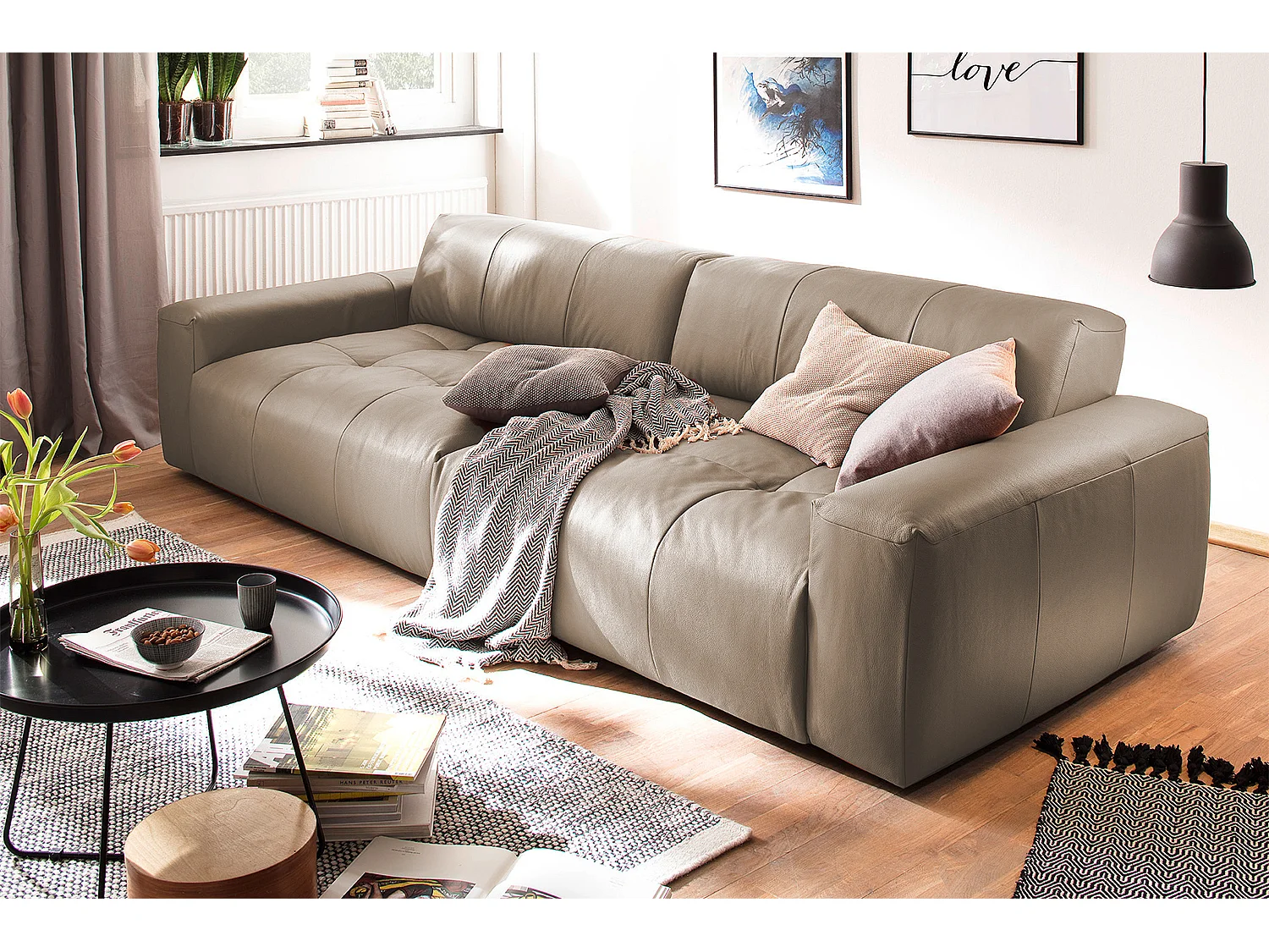 Sofa - Taupe Leder - PALACE