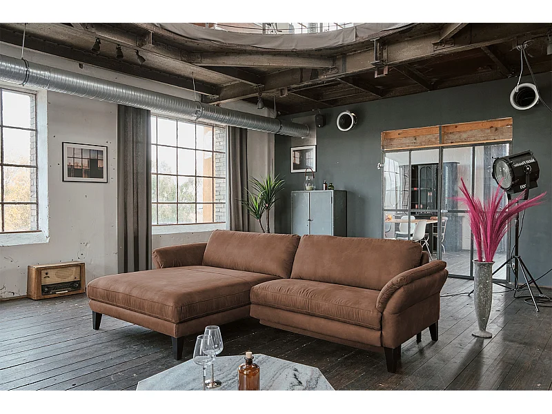 Ecksofa - Braun Webstoff - MALTA