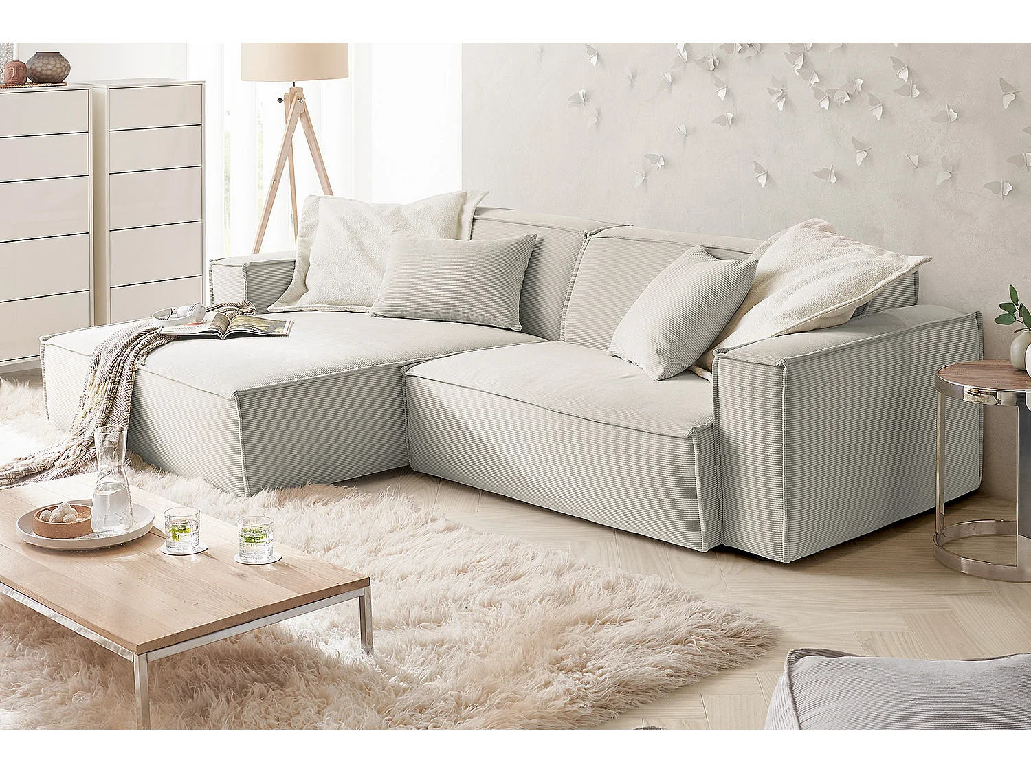 Ecksofa - Silber Cord - SAMU