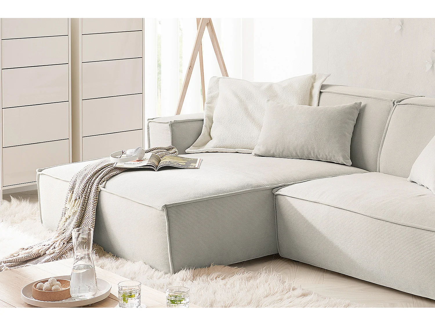 Ecksofa - Silber Cord - SAMU