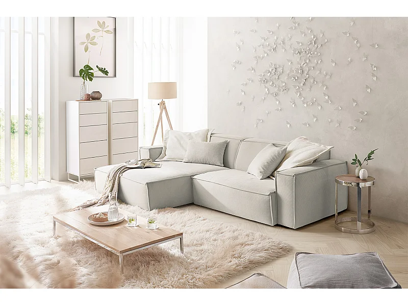 Ecksofa - Silber Cord - SAMU
