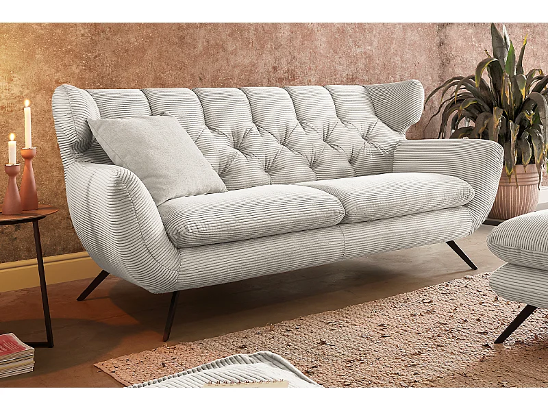 Sofa - Cremeweiß Cord - CHARME