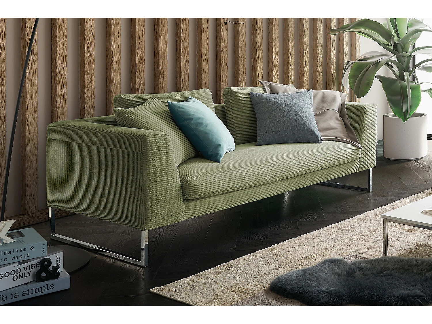 Canapé - Vert velours côtelé - ARIAN