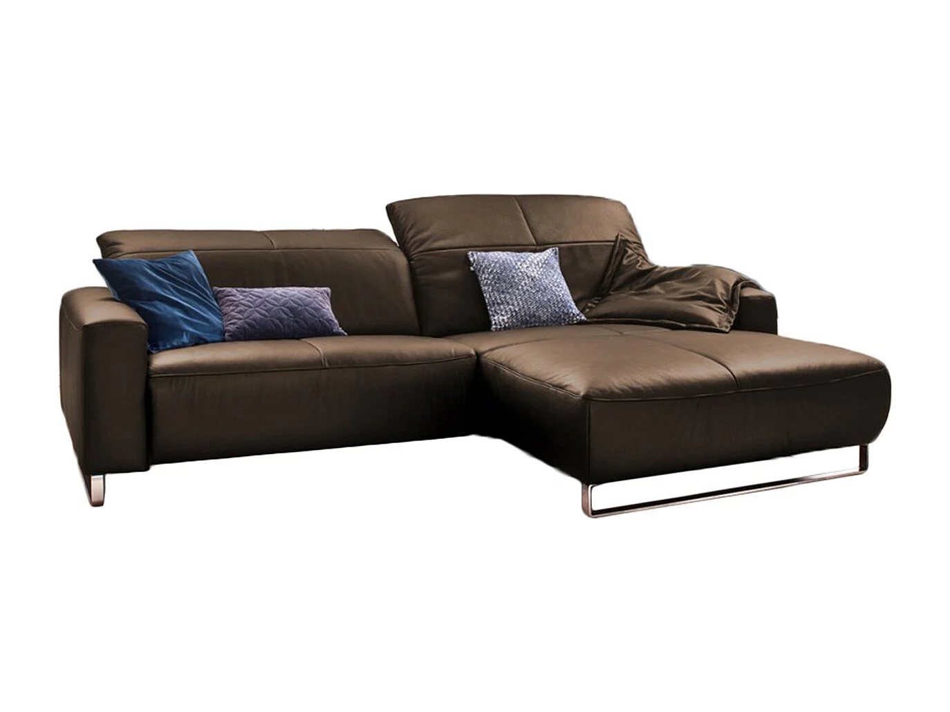 Ecksofa - Walnuss Dekor Leder - YORK