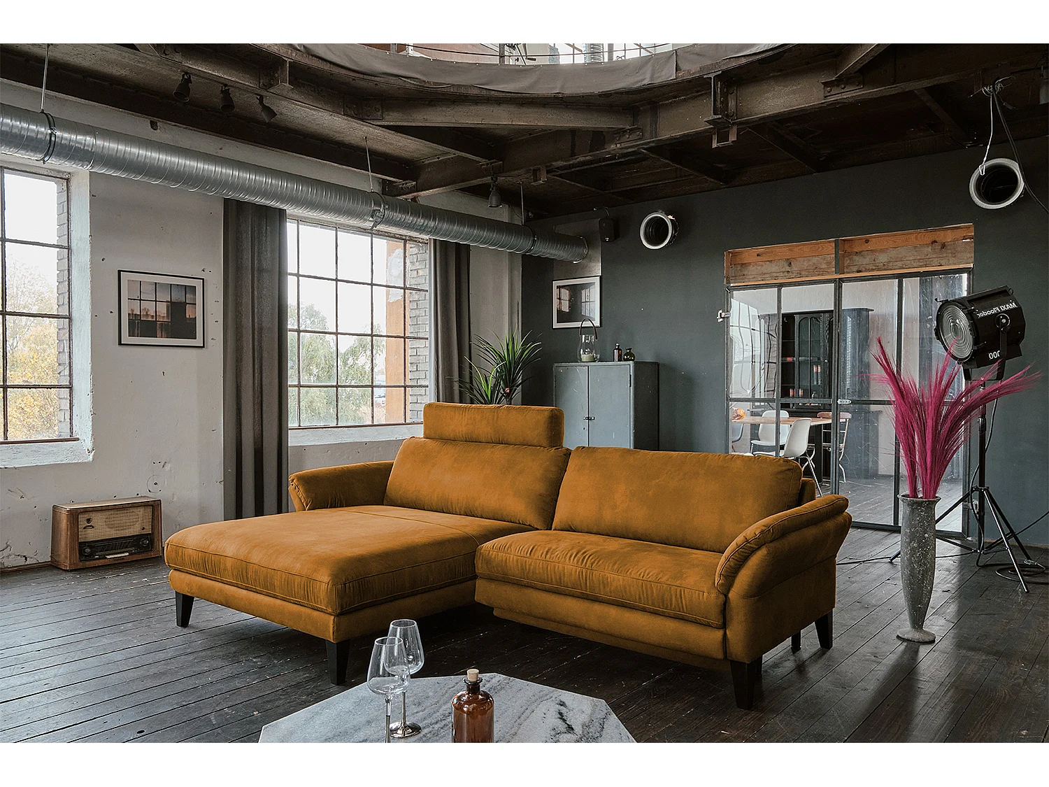 Canapé - brun rougeâtre tissu tissé - MALTA