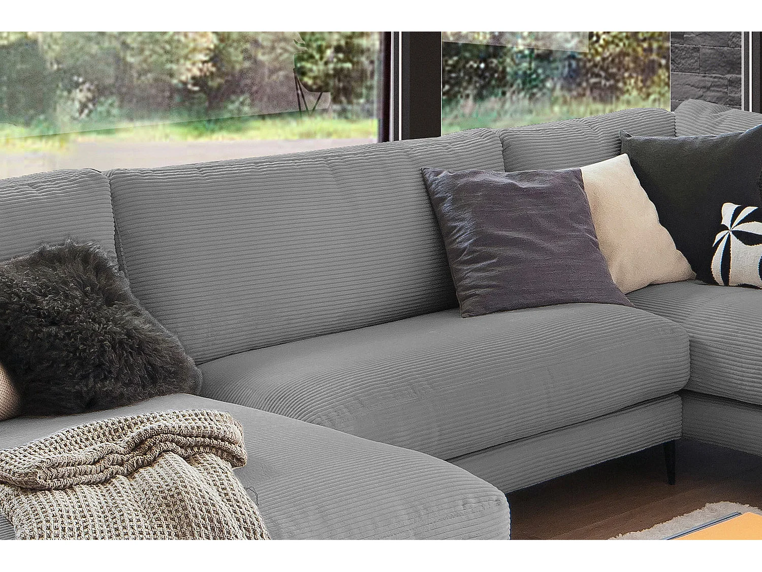 Canapé - Gris Velours côtelé - CARA