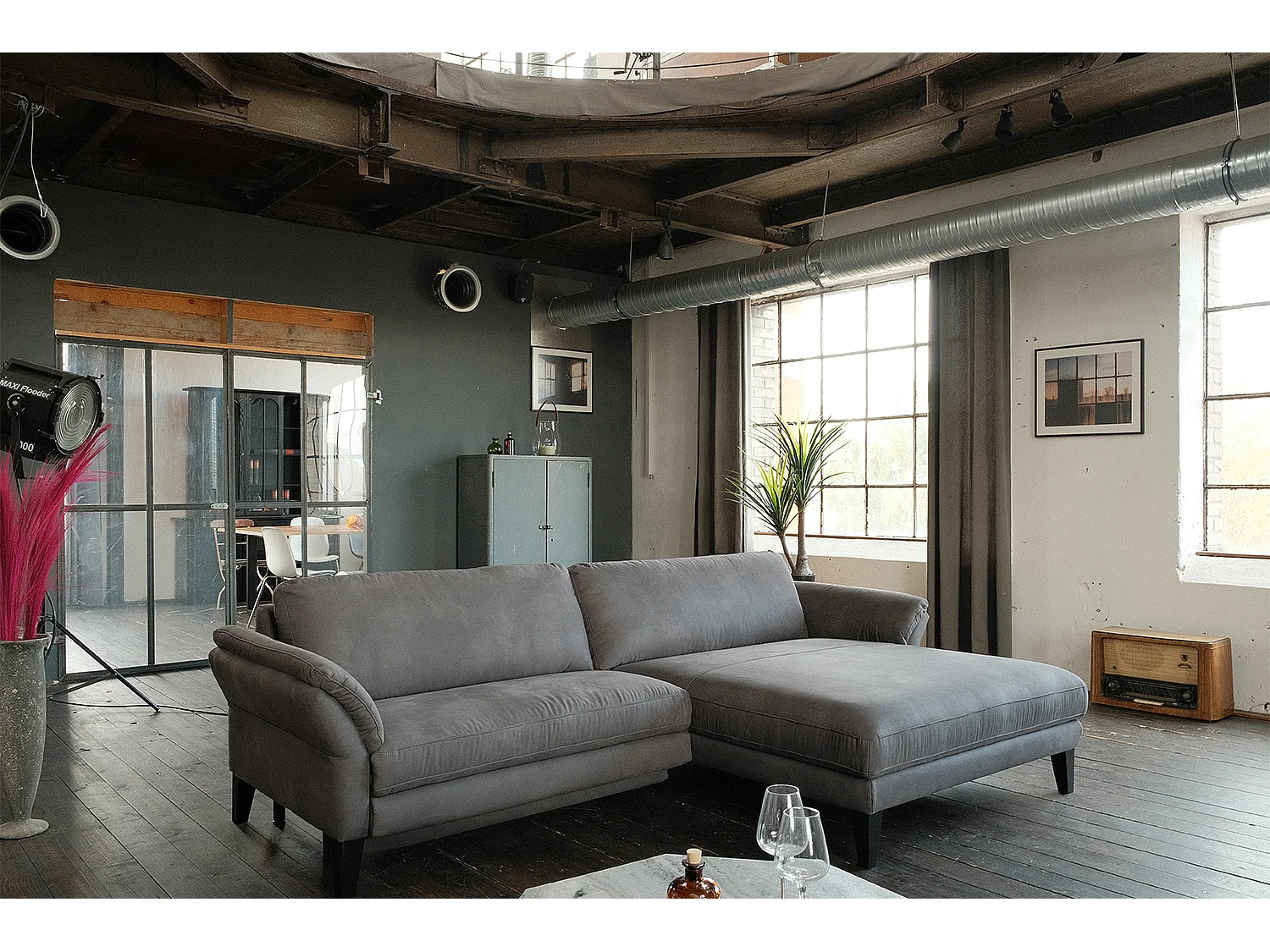 Hoekbank - Grijs Geweven stof - MALTA