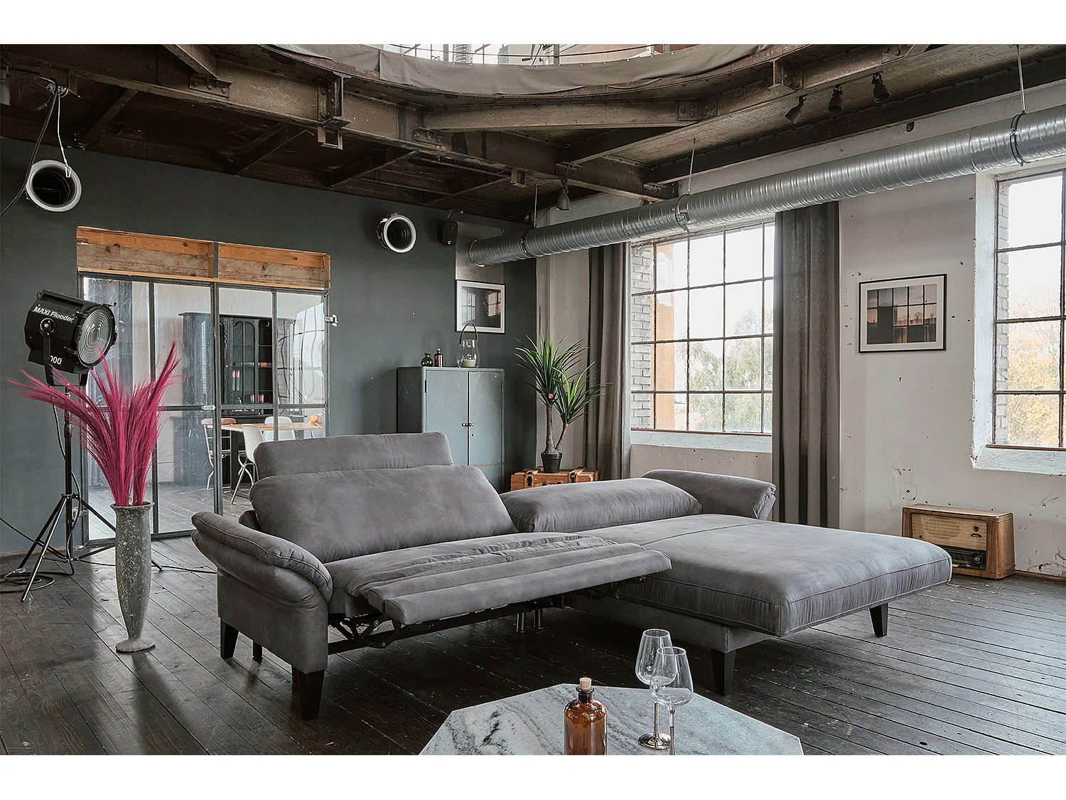 Hoekbank - Grijs Geweven stof - MALTA