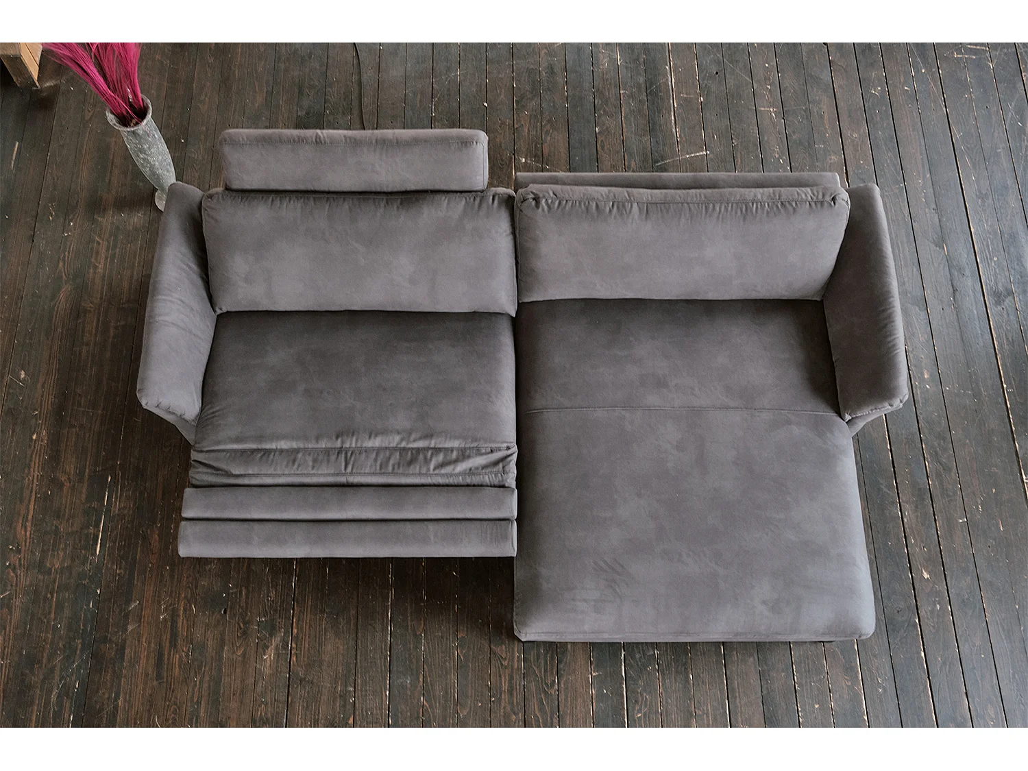 Divano angolare - Grigio tessuto intrecciato - MALTA