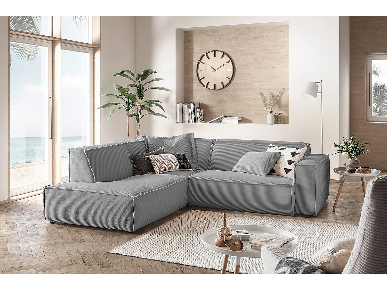Ecksofa - Grau Cord - SAMU