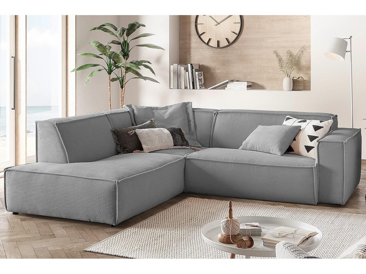 Ecksofa - Grau Cord - SAMU