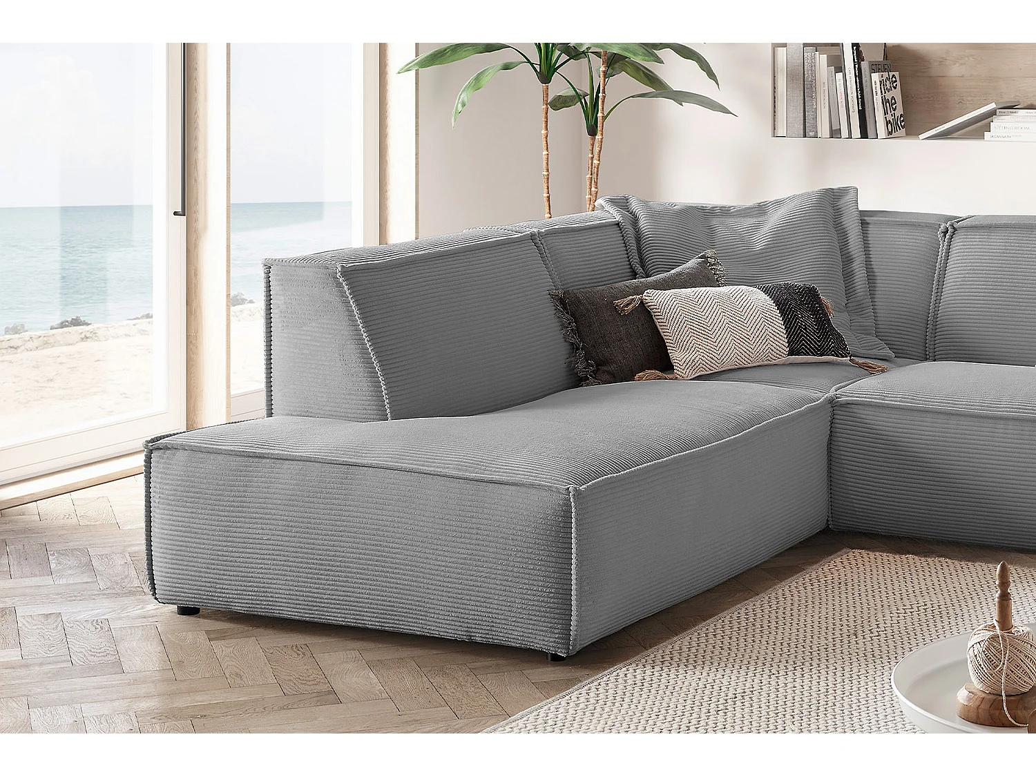 Ecksofa - Grau Cord - SAMU