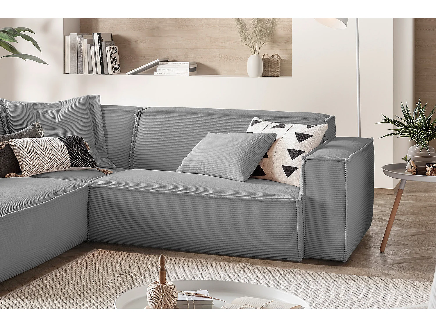 Ecksofa - Grau Cord - SAMU
