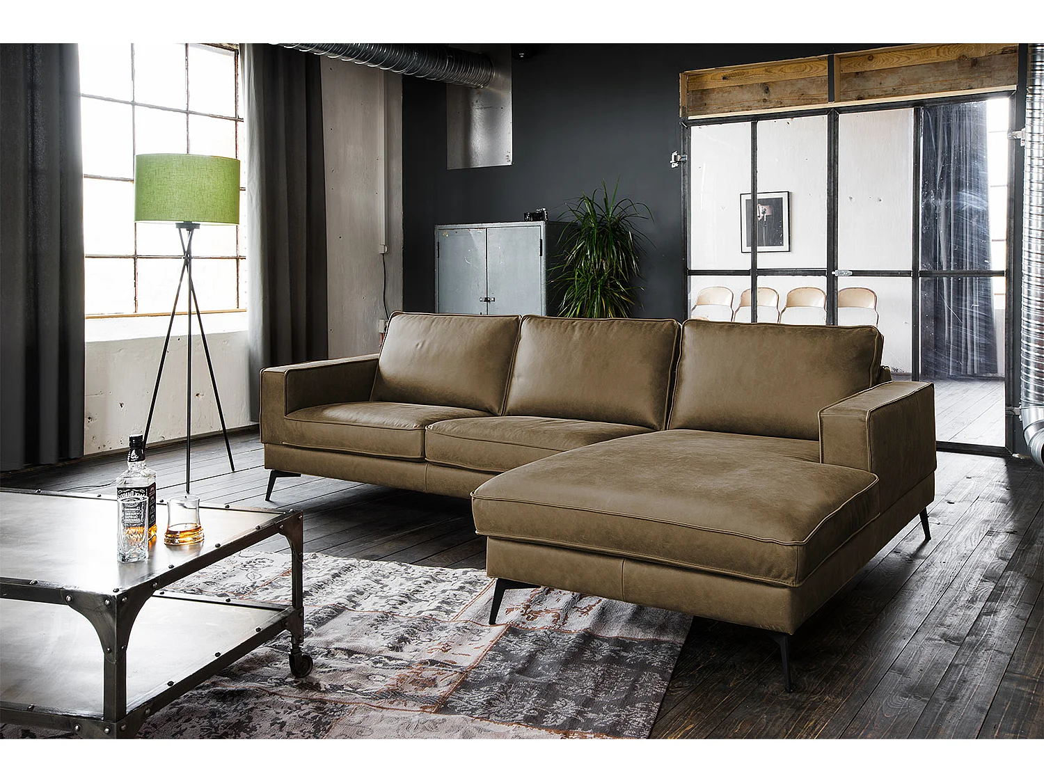 Ecksofa - Beige Leder - BLOOM