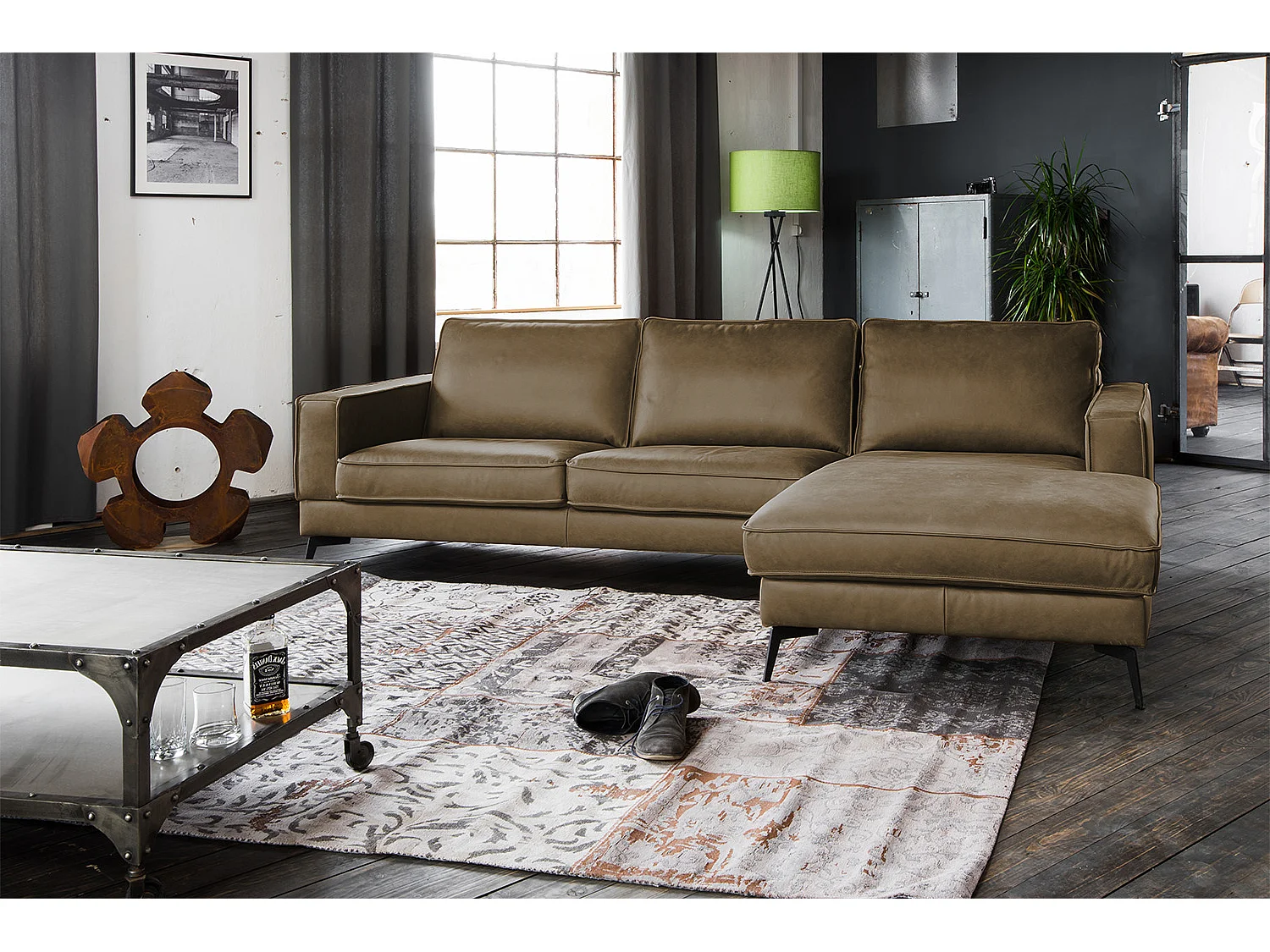 Ecksofa - Beige Leder - BLOOM