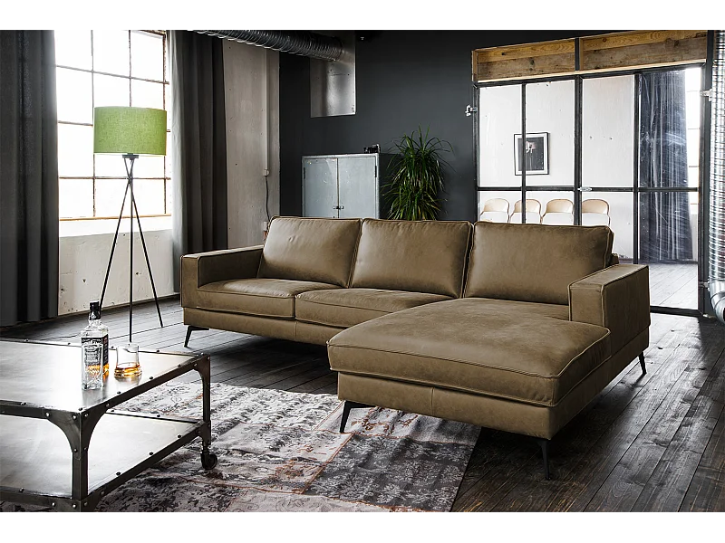 Ecksofa - Beige Leder - BLOOM