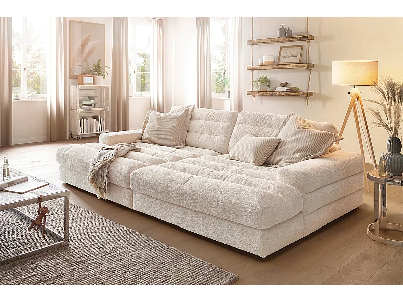 Sofá - blanco tela tejida - LANA