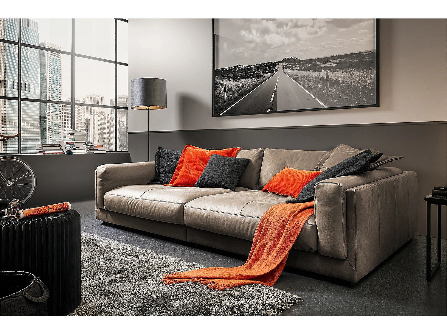 Bigsofa - Taupe Leder - RAINA