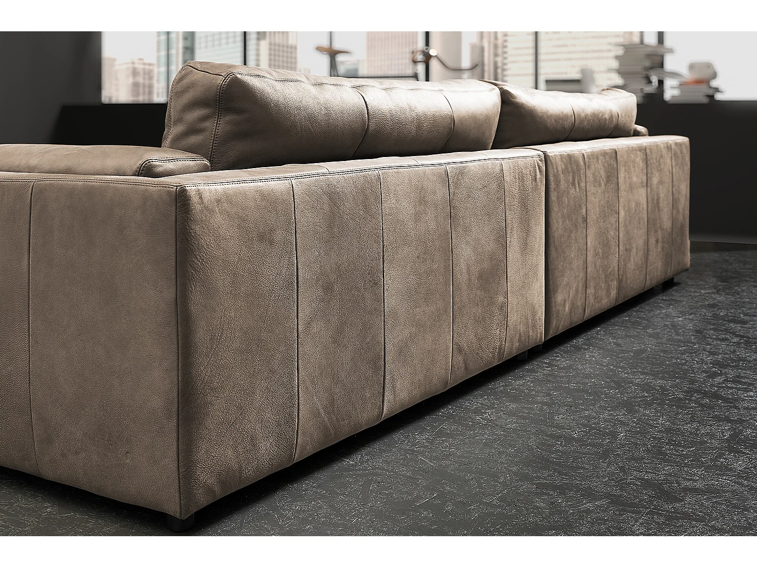 Bigsofa - Taupe Leder - RAINA