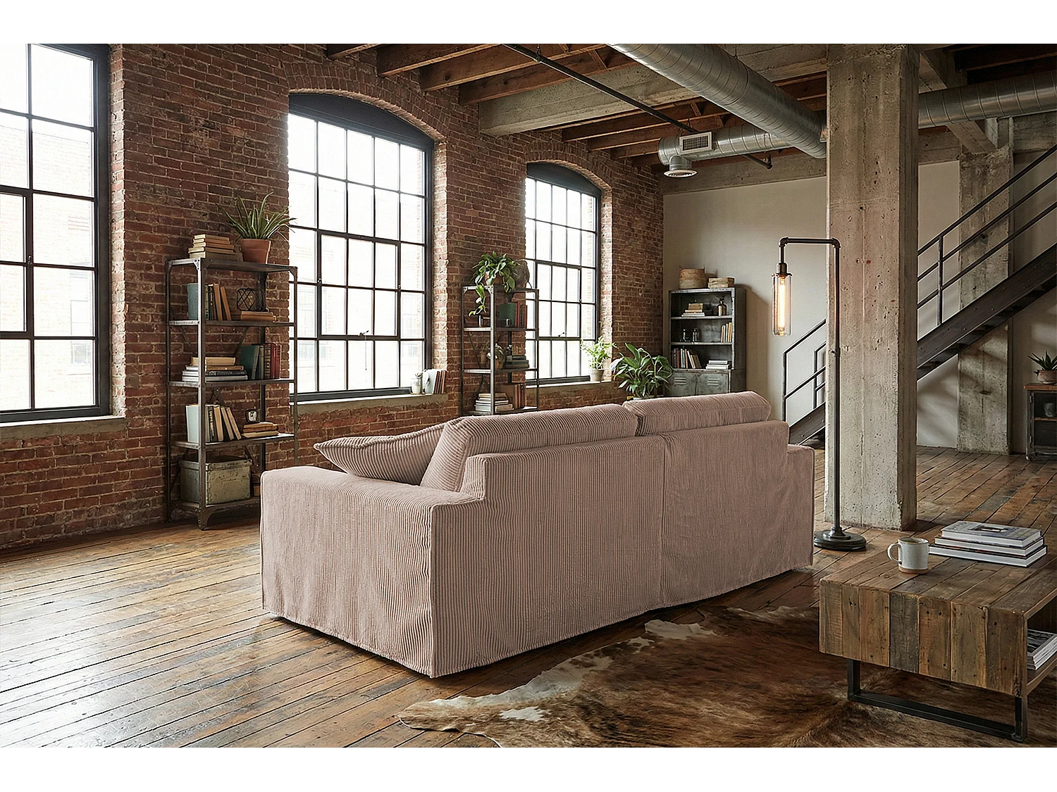 Canapé - taupe Velours côtelé - NETTA